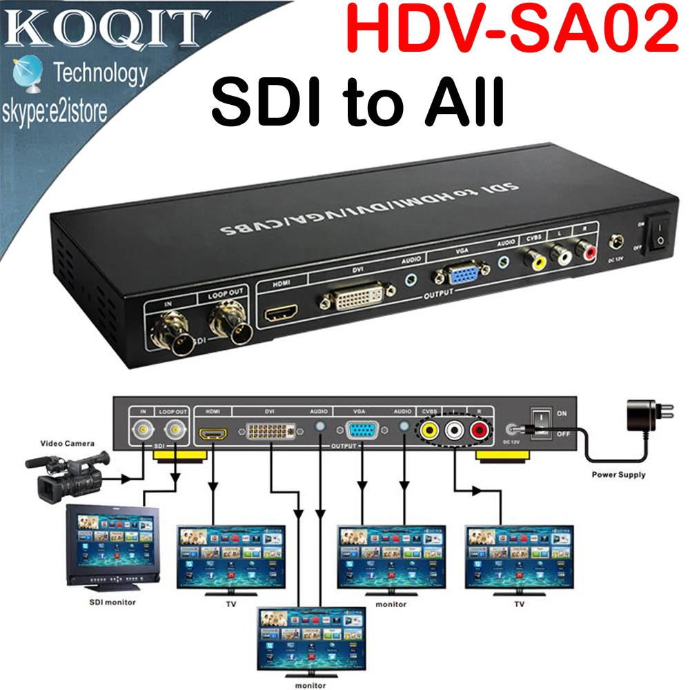 

SDI to ALL Scaler Converter SD, HD and 3G-SDI With LOOP OUT To HDMI,DVI,VGA,CVBS,Analog Composite Converter Splitter Extender