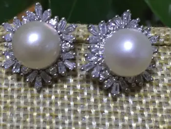 

charming pair of 10-11mm south sea white pearl stud earring 925s