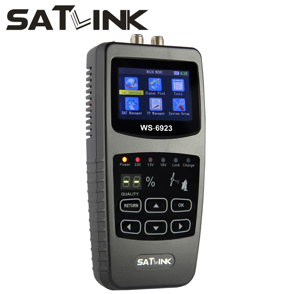 

Satlink WS-6923 with 2.1 inch LCD DVB-S FTA C&KU Band Digital Satellite finder satellite meter ws 6923 free shipping