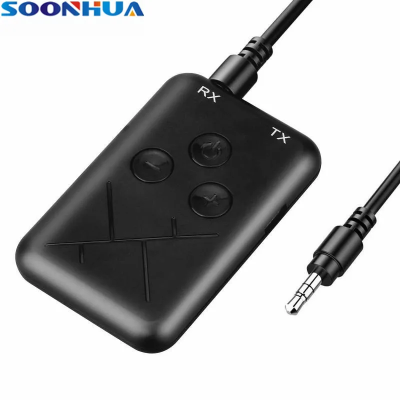 

SOONHUA Bluetooth V4.2 Transmitter Receiver Low Latency Rechargeable Battery Adapter Support A2DP AVRCP MP3 WAV WMA APE FLAC
