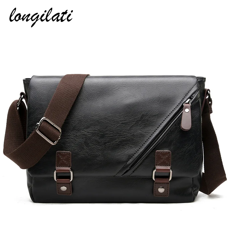 2017 Fashion Vintage Crossbody Bag Men Pu Leather Envelope Messenger Bag Man Motorcycle Shoulder ...