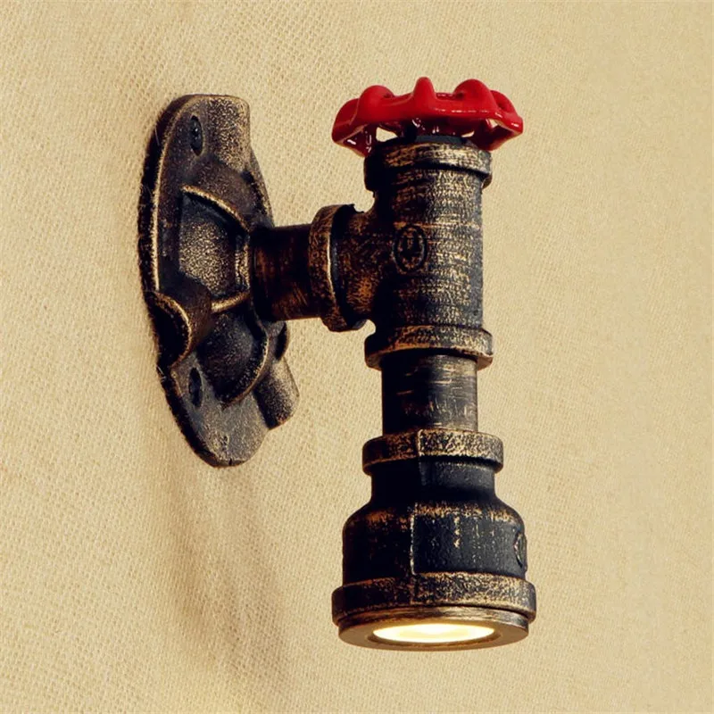 American Iron Water Pipe Lamp LED Valve Deco Wall Sconce Antique Loft Style Industrial Vintage Wall Light Fixtures Lampara