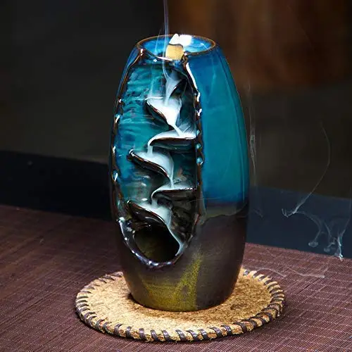 Горный речной ручной держатель для благовоний керамический обратный поток водопад дымовая Курильница держатель для курильницы подарок матери домашний декор - Цвет: Blue