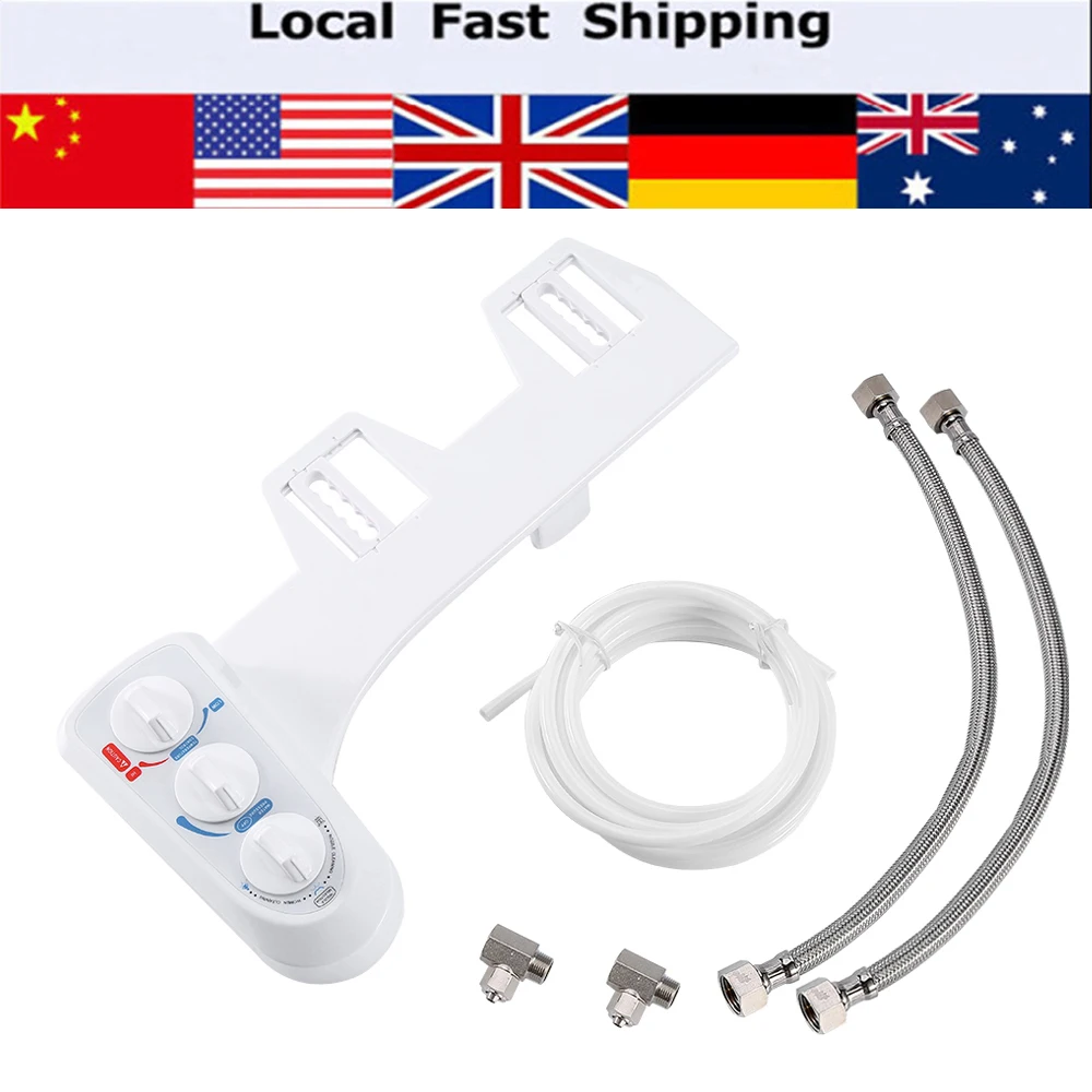 

Hot/Cold Bidet Self Cleaning Dual Nozzle Toilet Attachment Spray Non-Electric Bathroom Seat