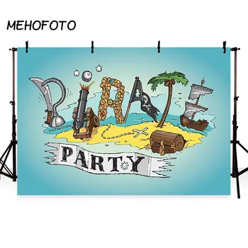 

Photography backdrop pirate boat sailling birthday party wood cartoon children background photocall backgrounds for photo studio