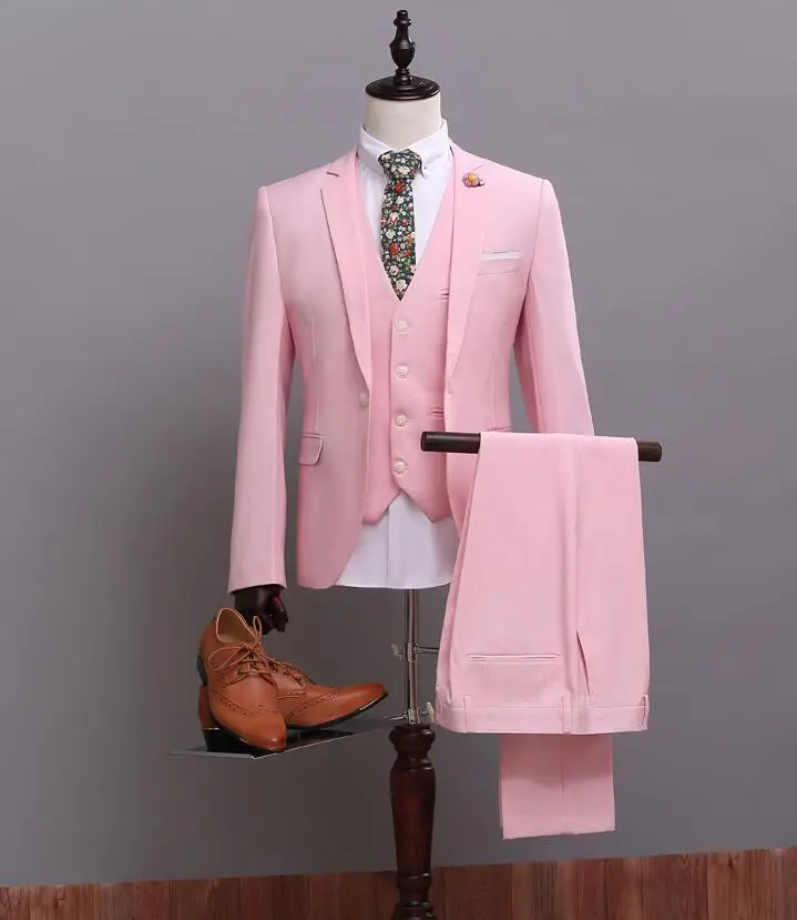 Men Brown 3 Piece Groom Tuxedos Groomsman Wedding Suit Formal Suit Custom
