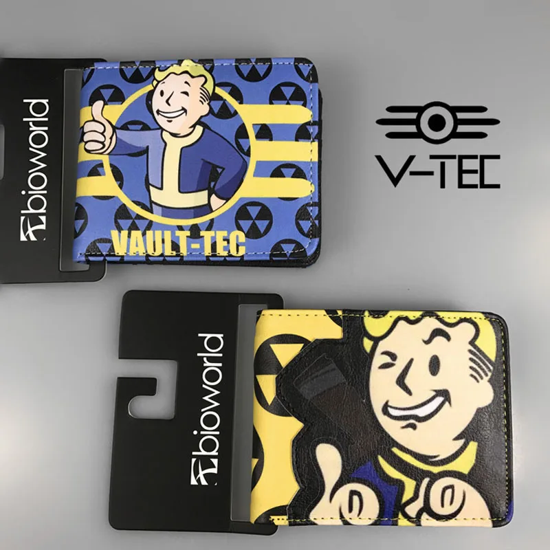 Лидер продаж, кошелек Fallout Shelte из искусственной кожи с мультяшным рисунком, милые сумки для денег, подарок для детей, мальчиков, подростков, Vault-Tec, Короткие Кошельки