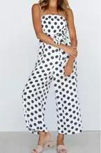 Womens Retro Sleeveless Strapless Sling Polka Dot Long Casual Party Jumpsuit Womens Retro Sleeveless Strapless Sling Polka Dot Long Casual Party Jumpsuit