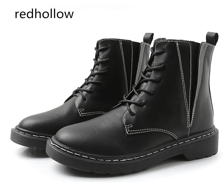 

Women Ankle Boots Martin Boots Fashion Shoes Woman Flat with Snow Boots Lace Up Autumn Winter Plush Mujer Bota Feminina