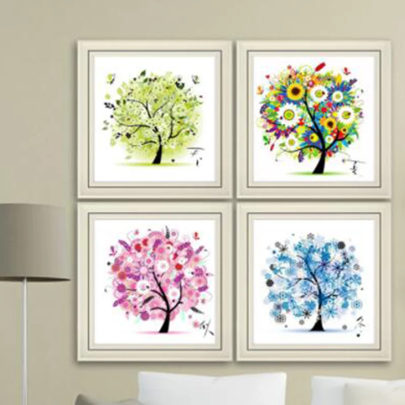 

Diamonds Embroidery Spring Summer Autumn Winter Four Seasons Tree Diamond Painting Cross Stitch Diamond Mosaic DIY Craft