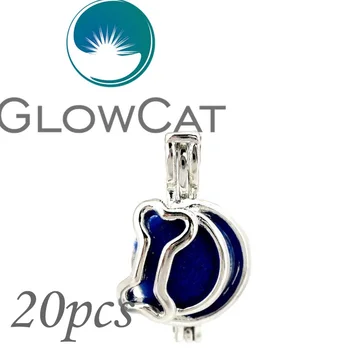 

20x KK658 Silver Dog Love Bone Moon Beads Cage Jewelry Making Essential Oil Diffuser Pearl Cage Locket Pendant