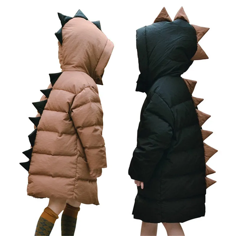 

Teenmiro New Hoodie Dinosaur Jackets for Girls Winter Coat Kids Duck Down Jacket Boy Outerwear Warm Thick Long Children Clothing