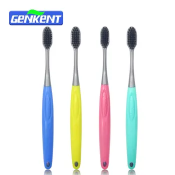 

Genkent Oral Care Bamboo Charcoal Toothbrush Double Ultra Soft Bristle Travel Tooth Brush With Plastic Handle