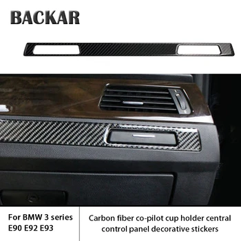 

BACKAR Car Styling Central Control Panel stickers Co-pilot Water Cup Holders Trim Strip For BMW 3 Series E90 E92 E93 Accessories