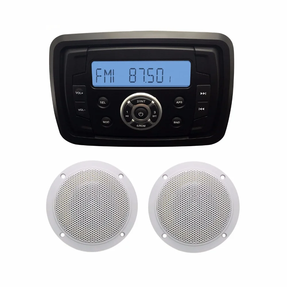Marine Audio MP3 Radio FM AM Bluetooth Music Stereo+1 Pair 4'' 2 Way