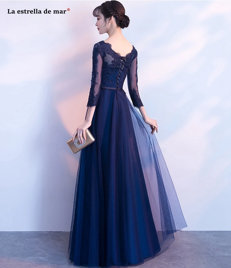Robe demoiselle d'honneur, Новое кружевное платье с половиной рукава Lina XL, красный, тёмно-голубое платье подружки невесты с длинными vestidos para boda invitadas