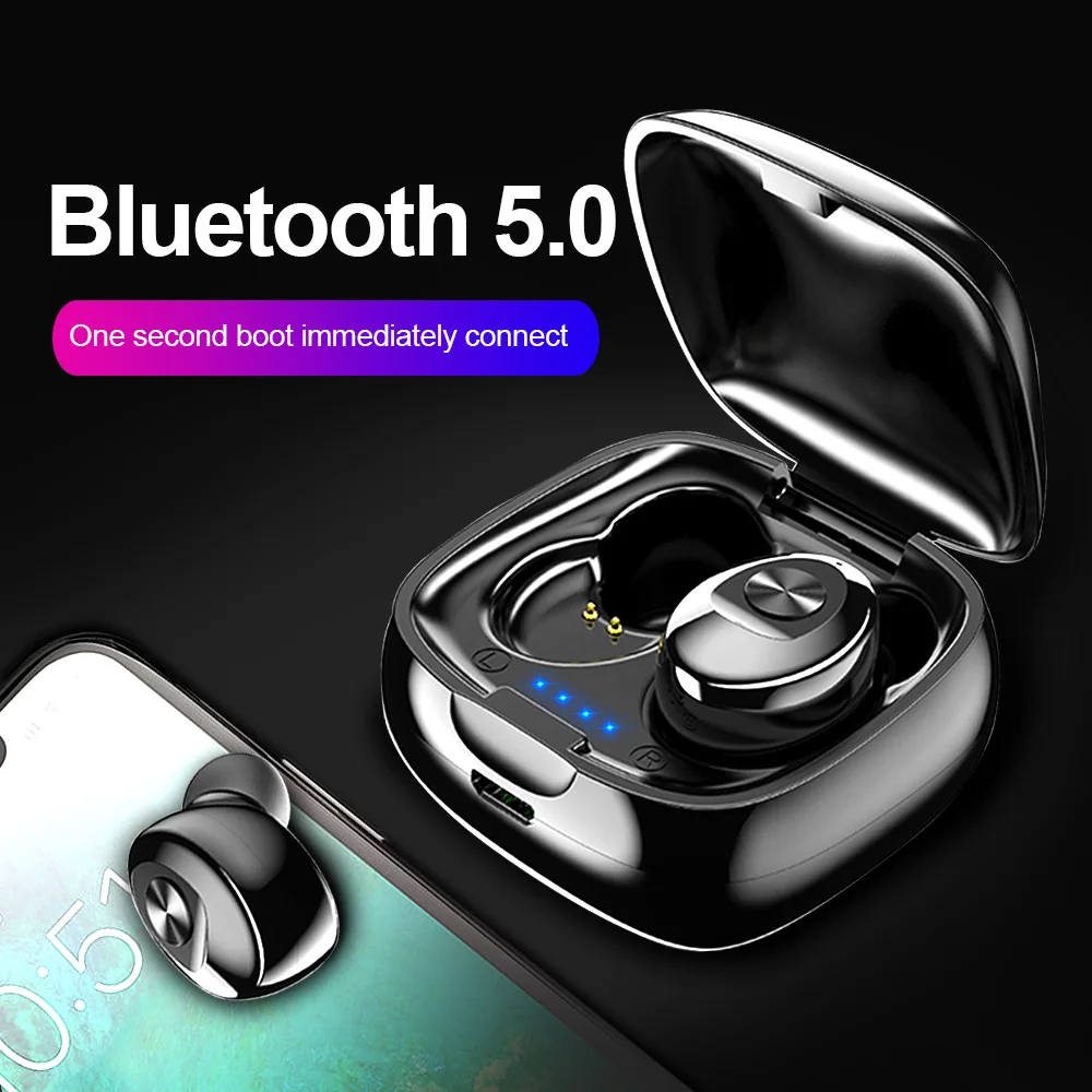 Беспроводной наушники 3D стерео Bluetooth V5.0 наушники Портативный наушники-вкладыши TWS с Беспроводной сенсорный вкладыши с зарядом Чехол спортивные бас гарнитура - Цвет: XG12 TWS