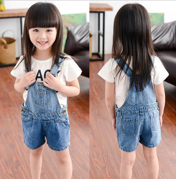 Hot Sale Children's Clothing summer Girls boys Denim Overalls Blue