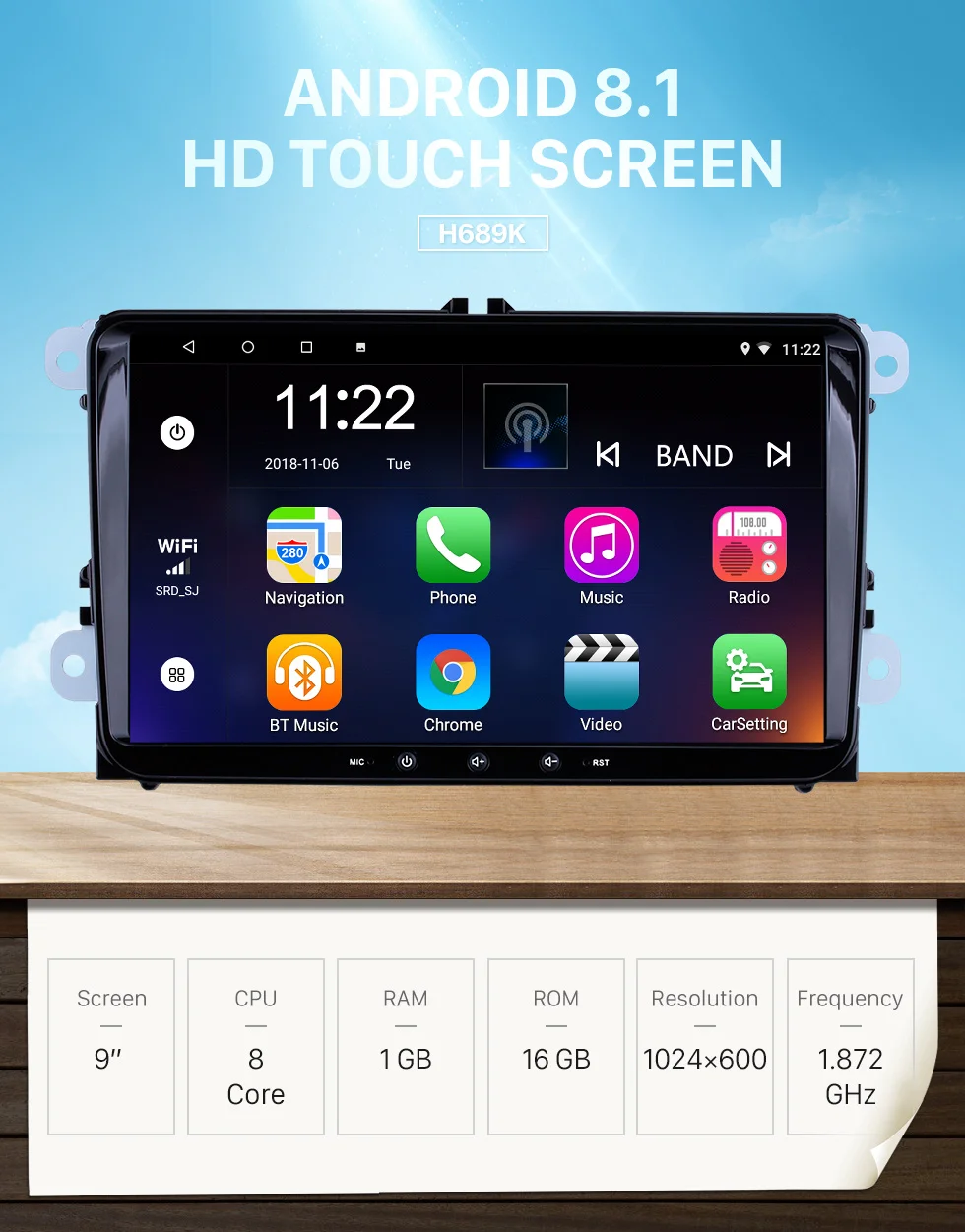 Excellent Seicane 2 Din 9" Android 7.1/8.1 Universal Car Radio For VW SEAT LEON CUPRA Golf Passat b5 b6 CC Sharan Polo Skoda Magotan EOS 0