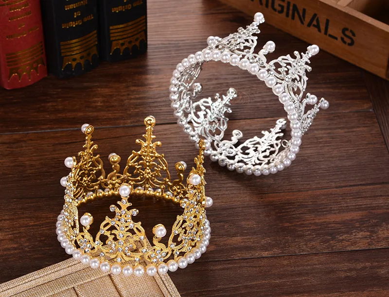 Детская корона тиара Королева Король диадема Выпускной головной убор Мальчики и диадемы для девочек и короны для дня рождения торт украшения для волос