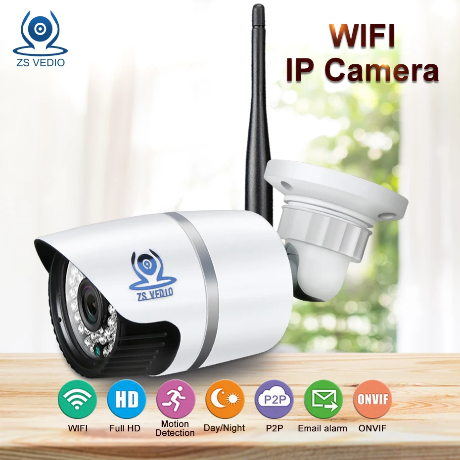 ZSVEDIO Surveillance Cameras Alarm System IP Camera CCTV Camera WIFI IP Cameras Outdoor Waterproof Night Vision