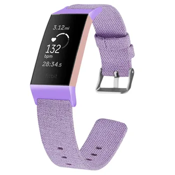 

4 colour Newly Design Woven Canvas Wrist Band Watch Strap For Fitbit Charge 3 Smart Watch Accessory Replacement
