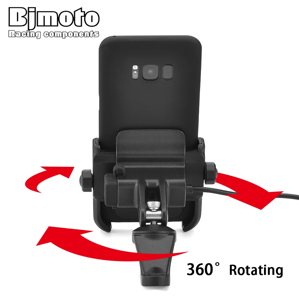  BJMOTO Universal Aufladbare Motorrad Handy Halter Für iPhone Samsung GPS Montieren zu Rückspiegel S