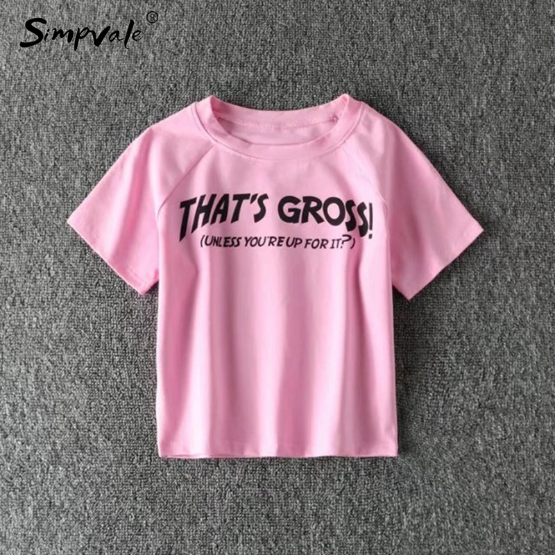 INS Fashion That's Gross Print Midriff Топы женские футболки с коротким рукавом тонкие короткие