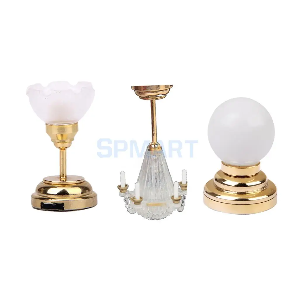3Pcs/Pack 112 Scale Dollhouse Minature Light LED Lamp Model Dolls House Furniture Decoration