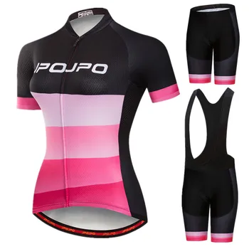 

JPOJPO Cycling Clothing Women Padded Short Sleeve Montain Bike Clothing Ropa Ciclismo Summer Pro Team Bicycle Cycling Jersey Set