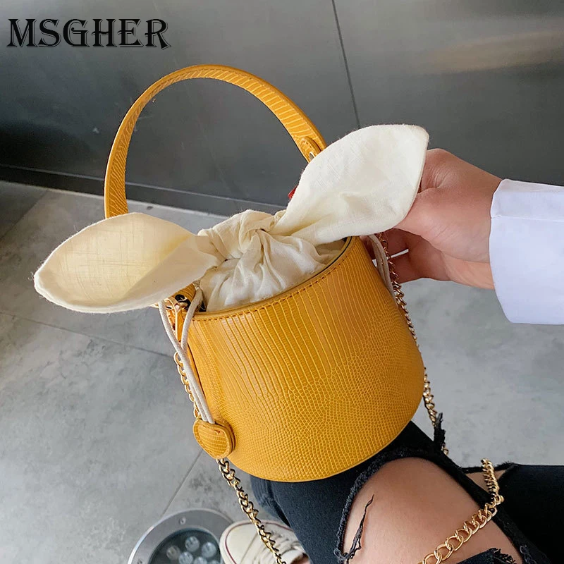 

MSGHER Round Bucket bag New Fashion Women's Designer Handbag Quality PU Leather Women bag Cute Chain Tote Shoulder Bags WB943