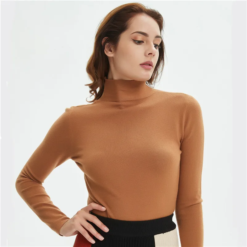 

2019 New Autumn Winter SlimTurn-down Collar High Elasticity Casual Pullovers Female SlimTurtleneck Knitted Women Sweater