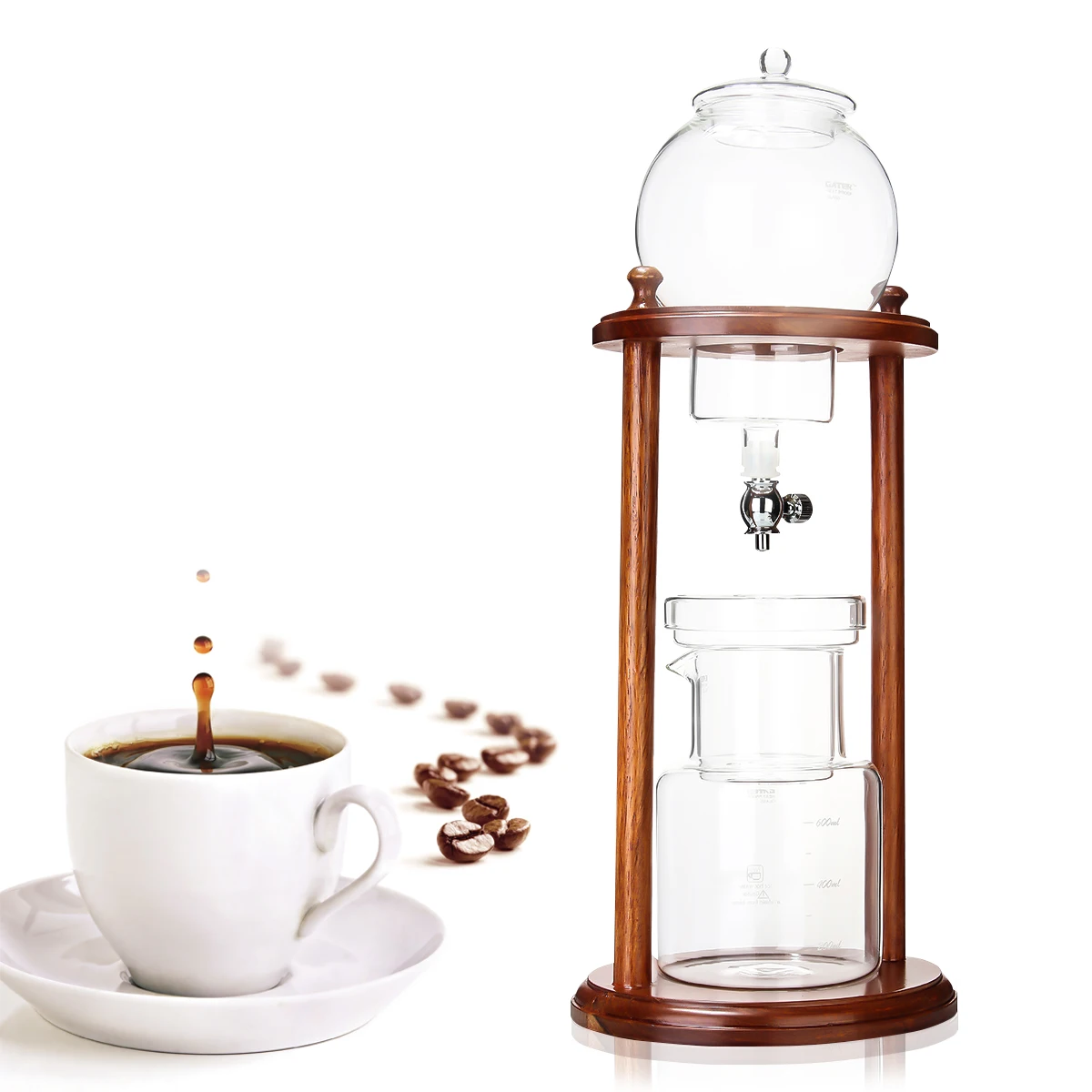 600ml Water Drip Coffee Maker Reusable Glass Filter Tools Espresso