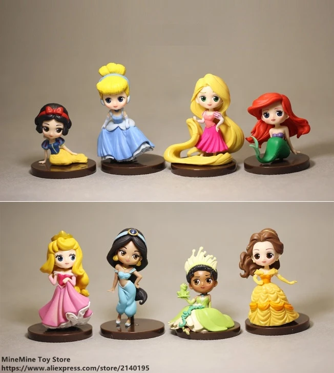 

ZXZ Princess Mermaid Cinderella Snow White Cartoon 6-8cm 8pcs/set Action Figure Anime Mini Collection Figurine Toy model gift