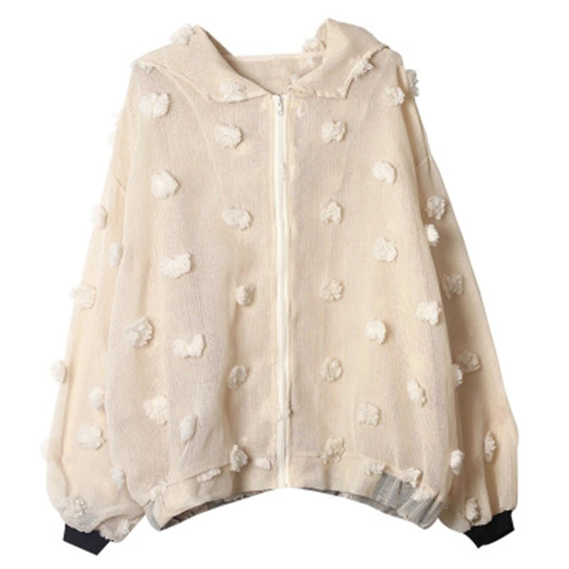 

2019 spring women jacket New casual streetwear Korean Loose Organza tops female Lantern Sleeve Chiffon sunscreen coats outwear