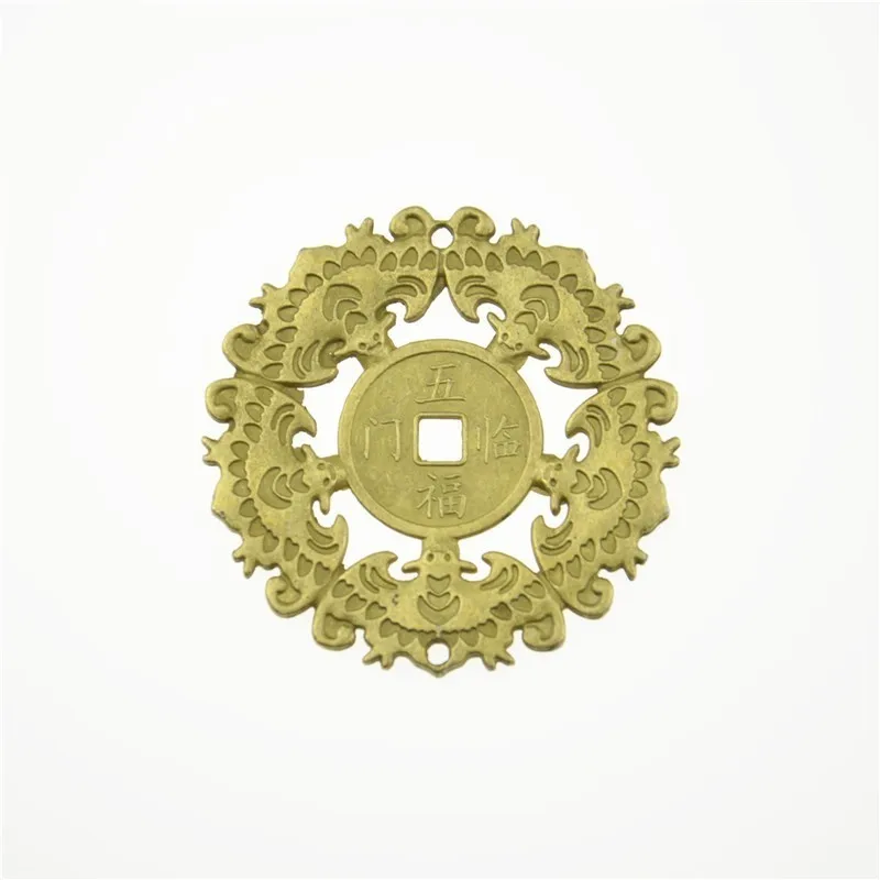 

1PCS Imitation Brass Chinese Ancient Feng Shui Five Blessings Coin Alloy Lucky Coin Fortune Antique Wealth Money Collection Gift