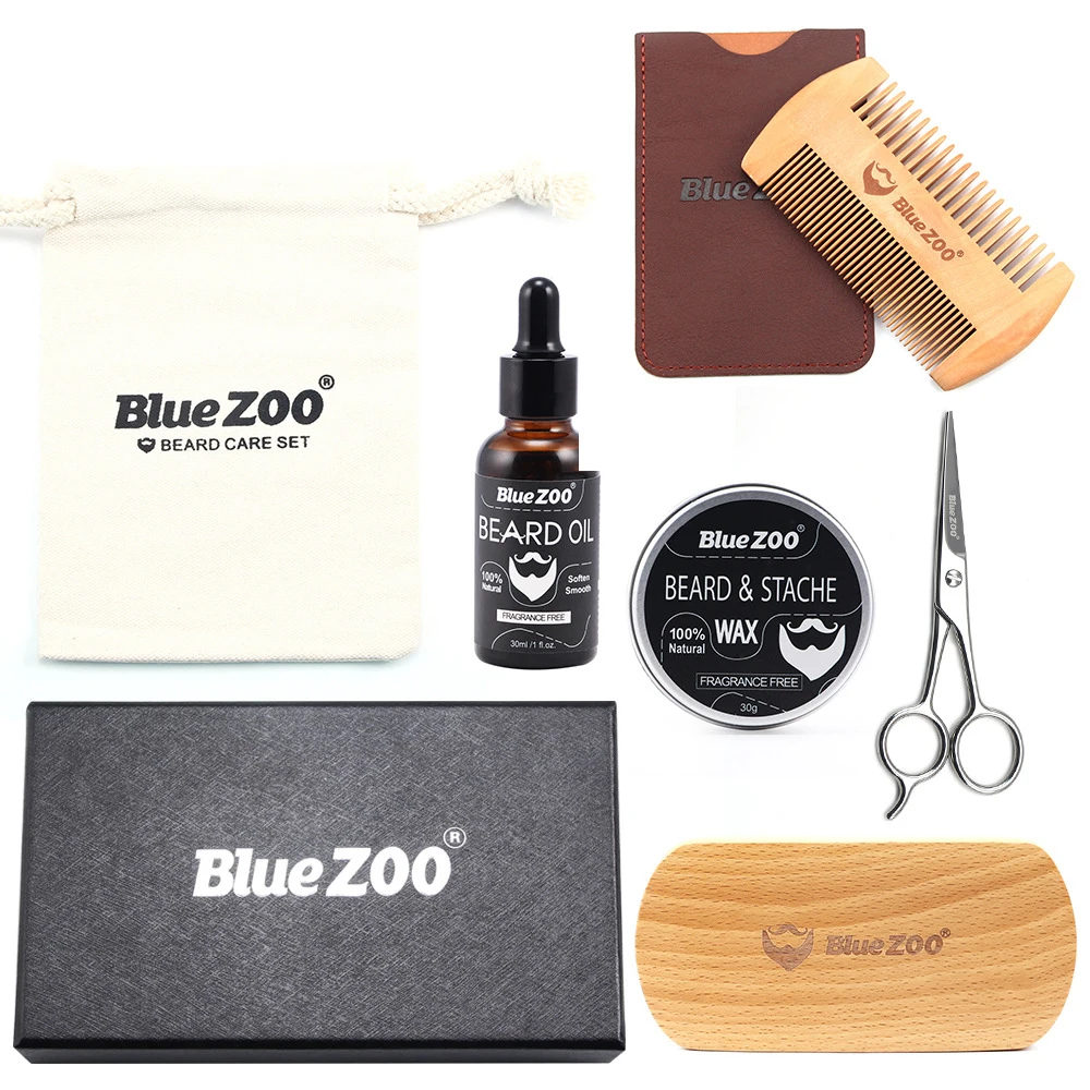 BlueZOO Men Moustache Cream Beard Oil Kit with Comb Brush Storage box 2107 | Красота и здоровье