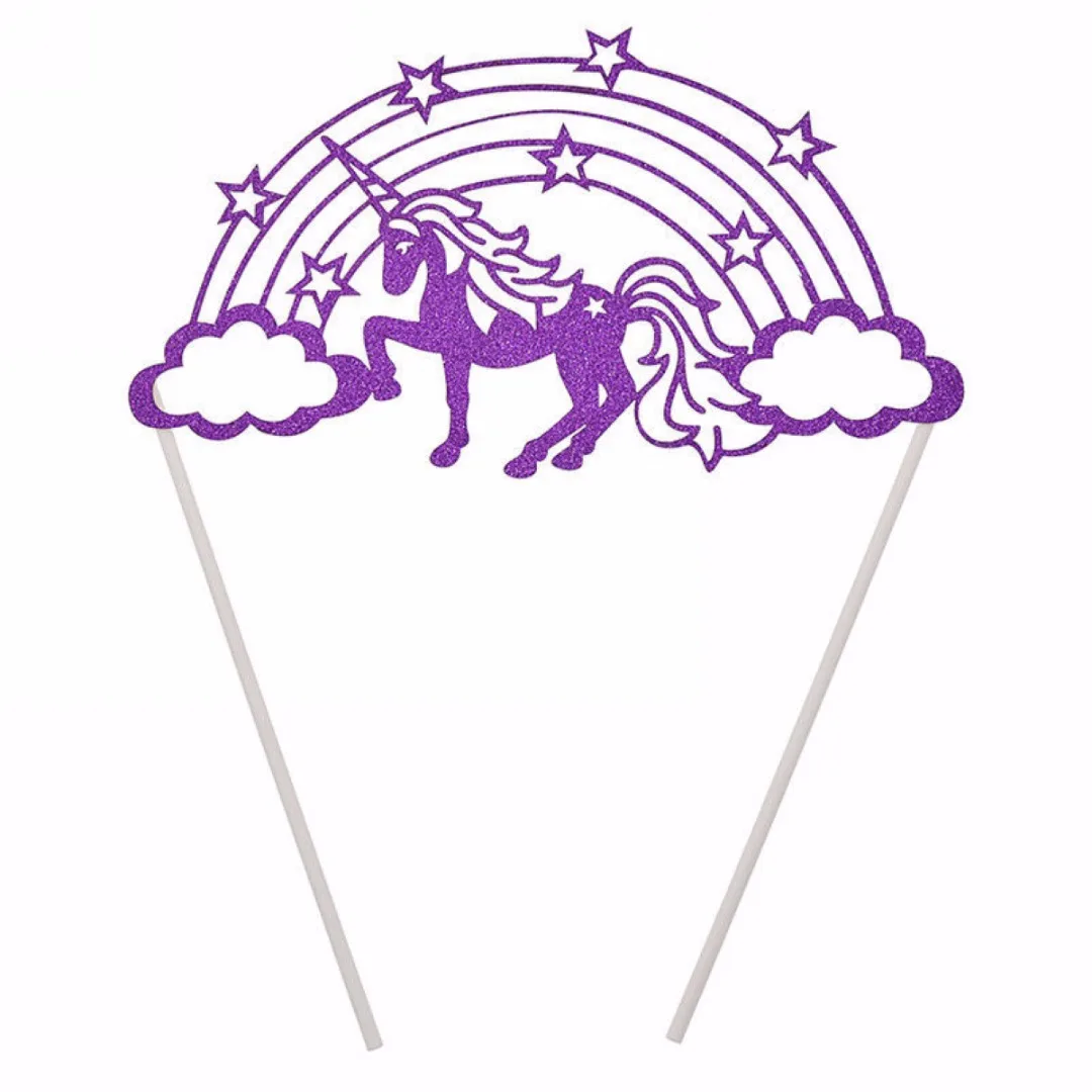 4 Color Unicorn Rainbow Cloud Birthday Cake Topper Sticks Cake Decorative Party Supplies