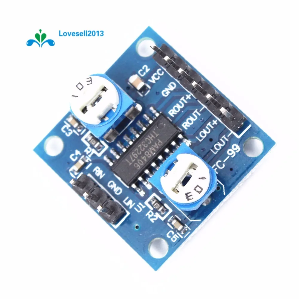 2pcs PAM8406 Digital Amplifier Board With Volume Potentiometer 5Wx2