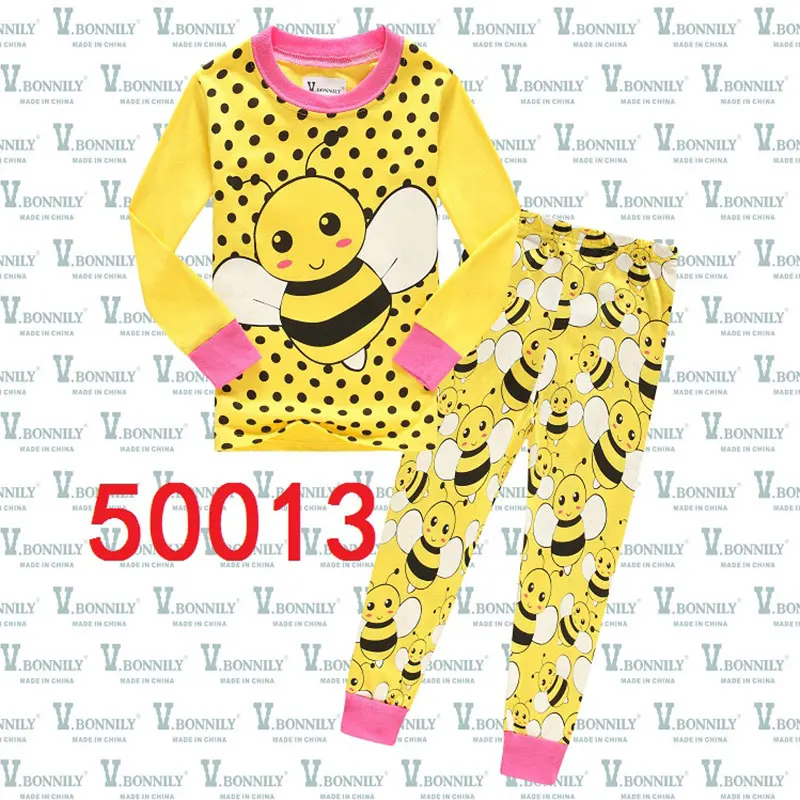 Детская одежда с мультипликационным рисунком для детей 1-8 лет топ+ штаны пижамный комплект из 2 предметов пижама с изображением пчелок пижама с длинными рукавами пижама с принтом пчелы желтого цвета для мальчиков - Цвет: 5T as picture