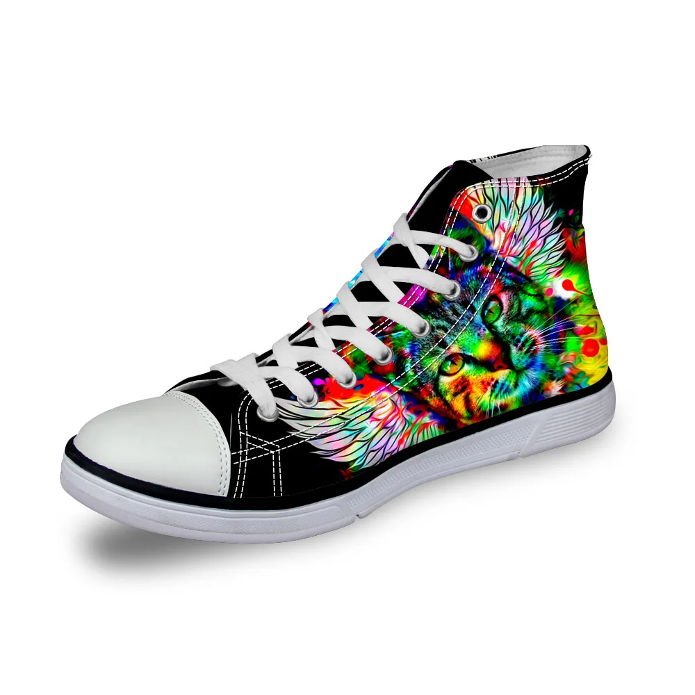 

Noisydesigns Ladies sneakers women colorful 3D leopard print vintage flat shoes vulcanized high top casual footwear girl fashion