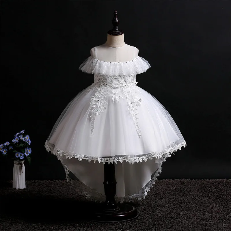 Детское платье с цветочным узором для девочек на свадьбу вечерние платья принцессы с бисером для торжеств, торжественных мероприятий, платье принцессы на день рождения, вечернее платье для детей 3, 4, 6, 8, 10, 12 лет - Цвет: white