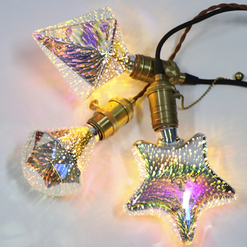 3D Star Fireworks Effect Night light LED Lamp E27 220V Edison Bulb A60 ST64 G80 G95 G125 Multi shapes Decoration Lighting | Освещение