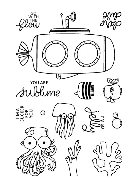 

Octopus/Ocean World Transparent Clear Stamps for DIY Scrapbooking/Card Making/Kids Christmas Fun Decoration Supplies ST0394