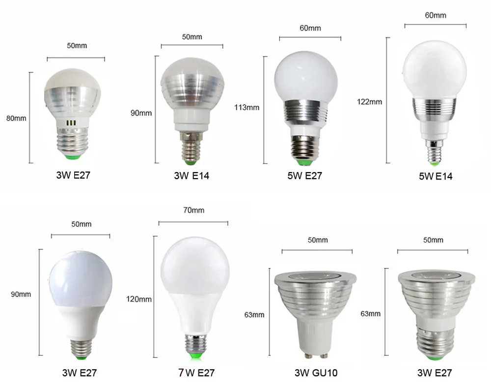 E27 E14 RGB LED Bulb Lamp 3W 5W 10W Color Magic Spot Light Remote Control Dimmable 24key LED Night Light 110V 220V Holiday Bar (8)