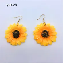Роскошные модные серьги в форме подсолнечника аксессуары новые продажи фруктов