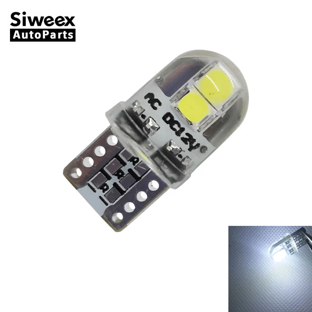 1 шт. автомобильная светодиодная лампа T10 W5W 4 SMD 3030 в силиконовом чехле неполярная