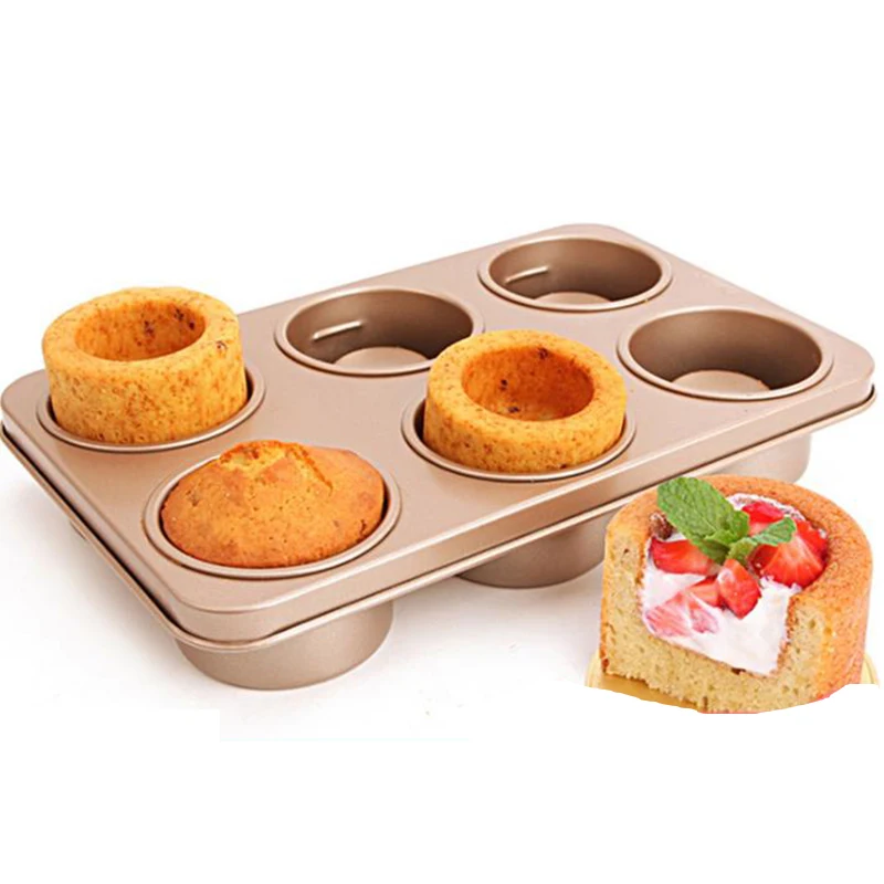 

MyLifeUNIT 6- Cup Heart Cupcake Pan Carbon Steel Nonstick Flower Muffin Pan Mould Cake Baking mold Tool