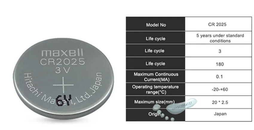 5 шт. maxell оригинальный cr2025 кнопочный элемент батареи cr 2025 3V литиевая монета