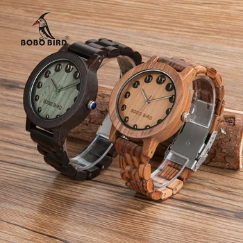 

BOBO BIRD Wooden Men's Wristwatch Fashion Persian Fars Arabic Number Casual Quartz Watch with Wooden Band as Birthday Gift